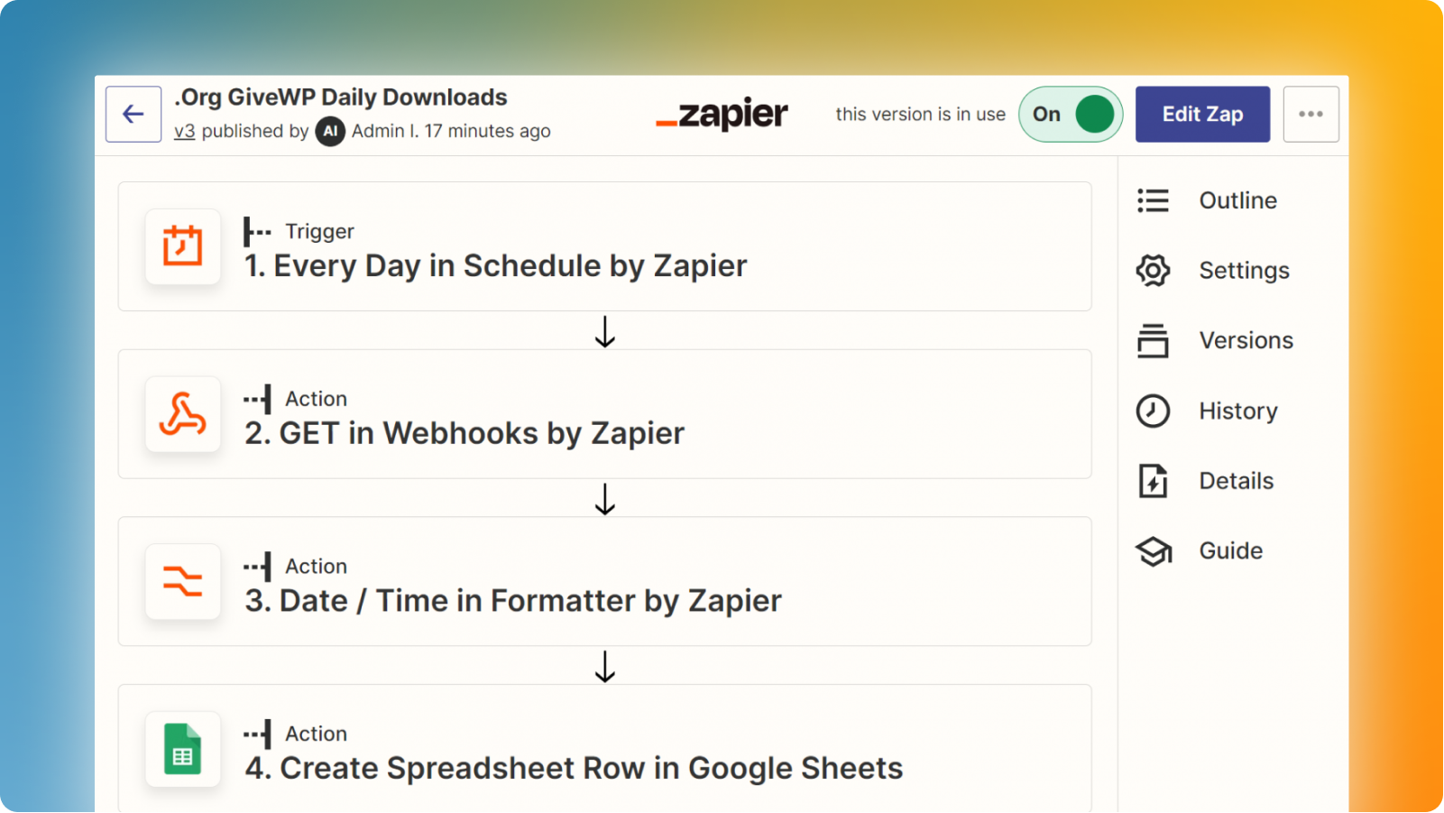 Screenshot of the Schedule Trigger in Zapier